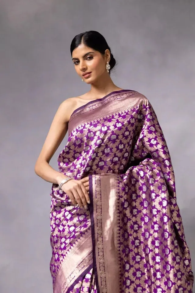 Designer Banarasi Soft Silk Saree With Blouse