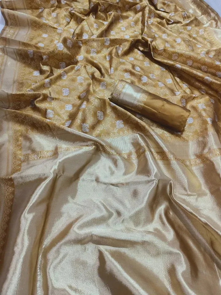Designer Banarasi Soft Silk Saree With Blouse