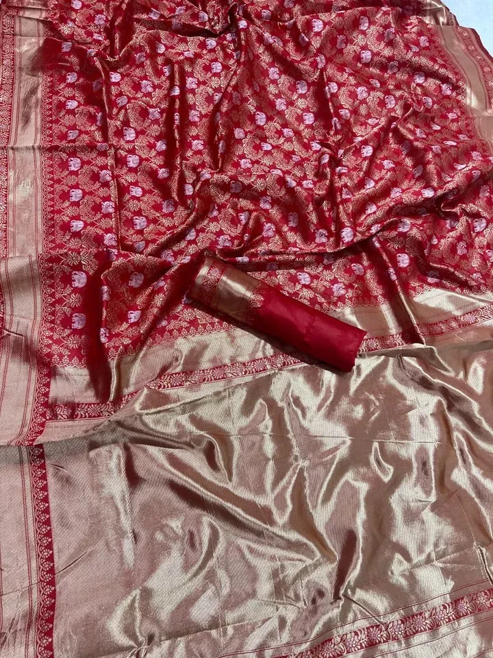 Designer Banarasi Soft Silk Saree With Blouse