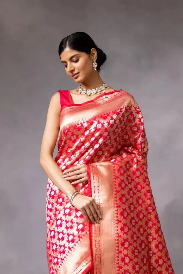 Designer Banarasi Soft Silk Saree With Blouse