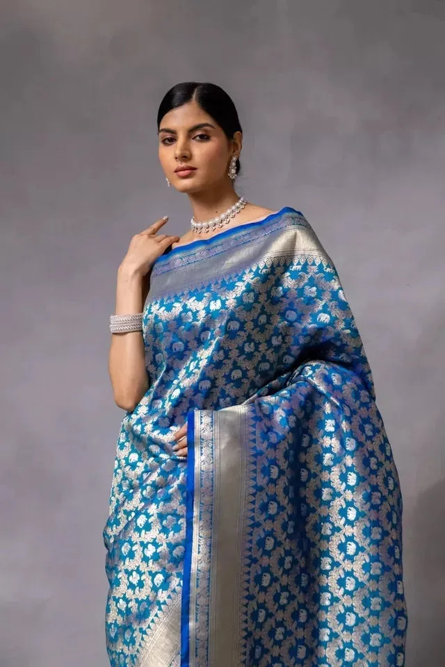 Designer Banarasi Soft Silk Saree With Blouse