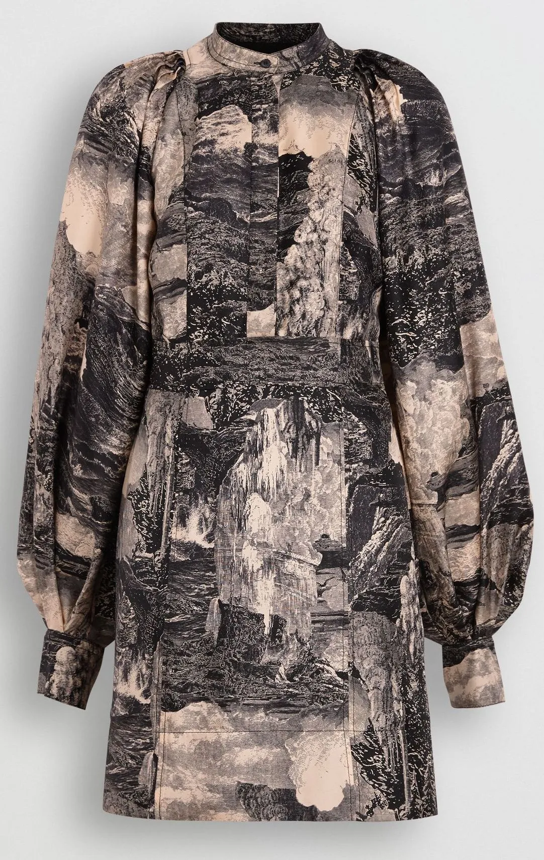 'Dreamscape' Print Silk Shirt-Dress