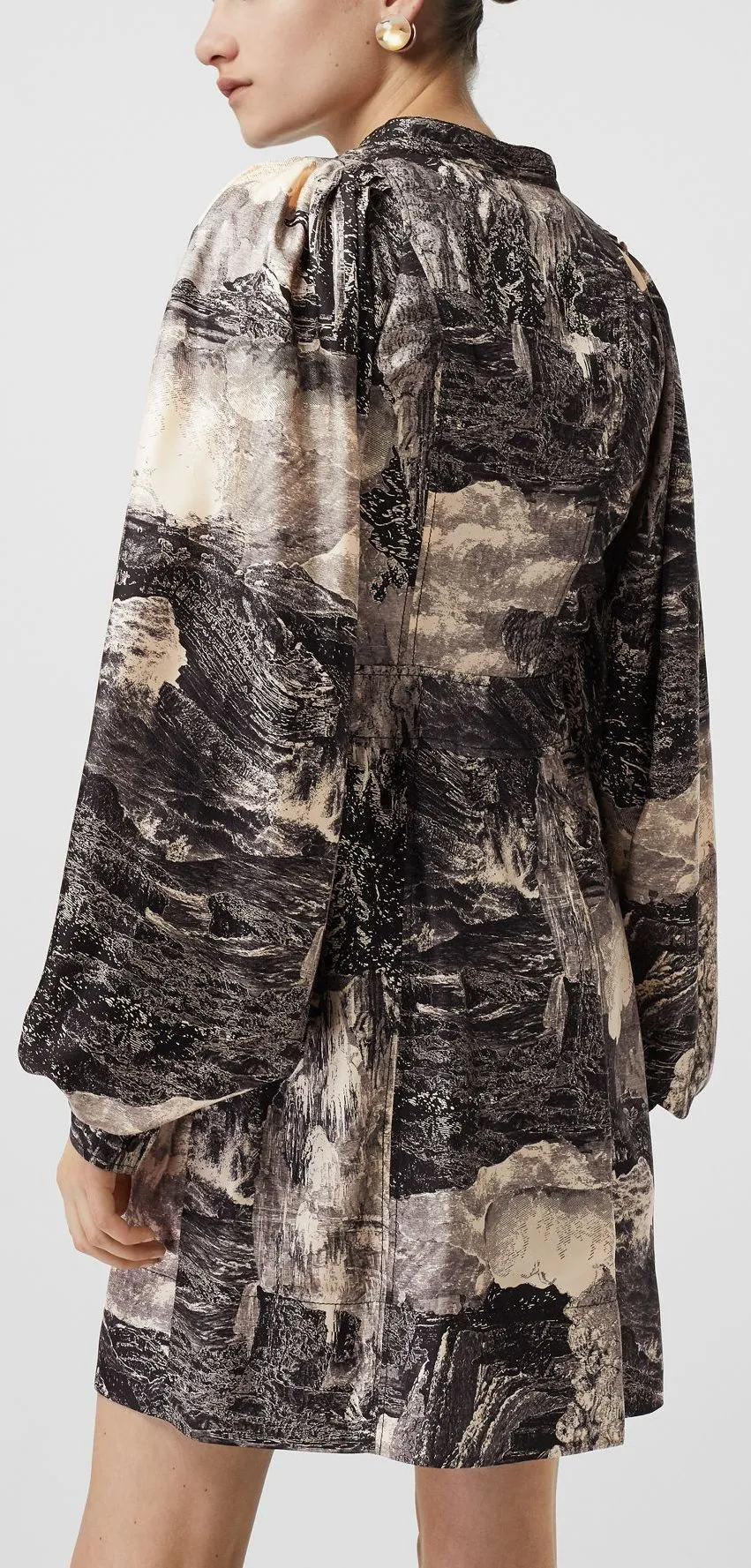 'Dreamscape' Print Silk Shirt-Dress