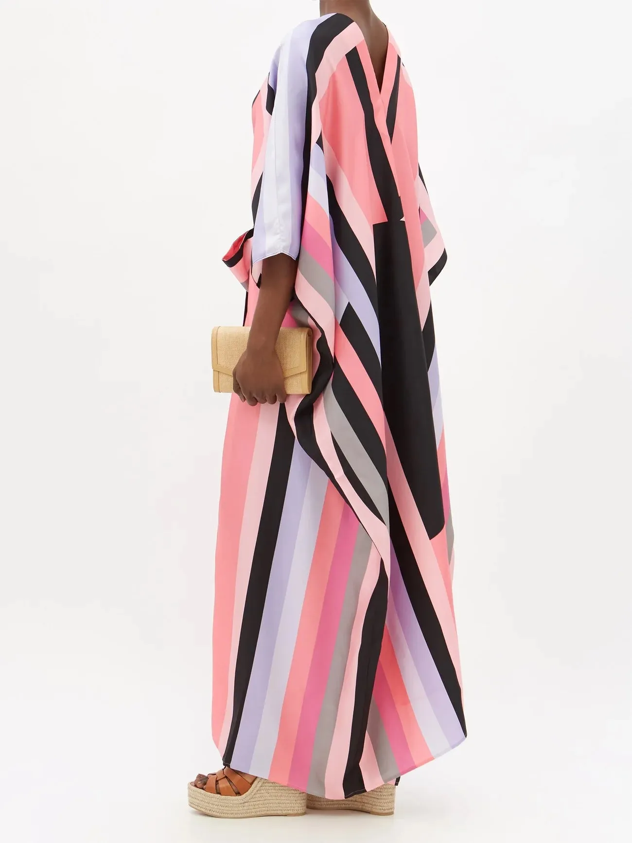 Elegant Silk Crepe Kaftan, Beach Wear Stylist Caftan For Women's