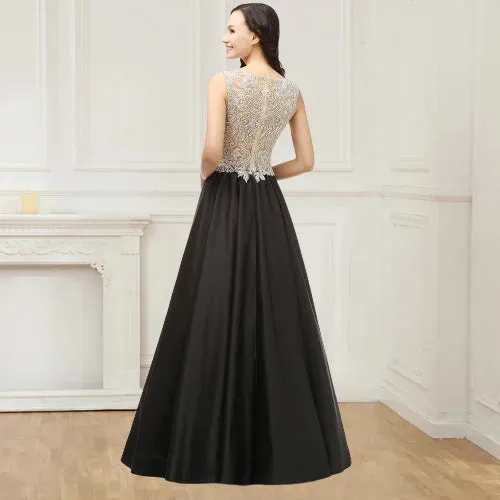 Evening Dresses Beading Bodice Floor Length Prom Dresses