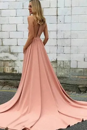 Evening Dresses Modest Open Back Simple Elegant Prom Dresses