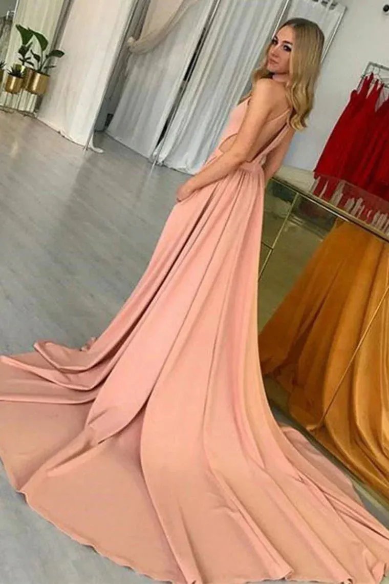 Evening Dresses Modest Open Back Simple Elegant Prom Dresses