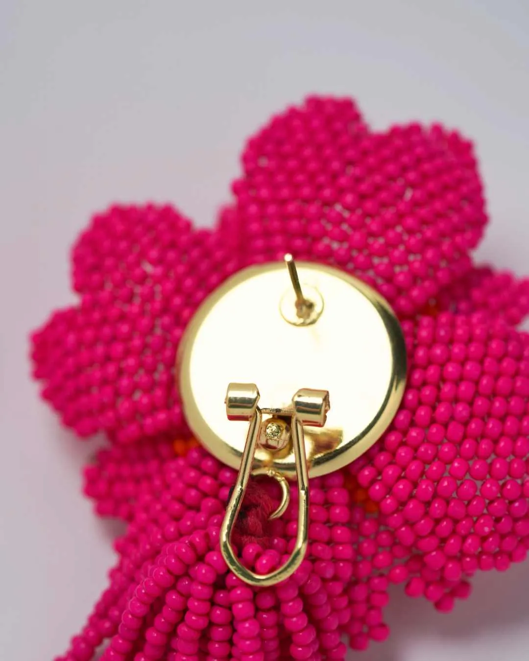 Fuchsia Flower Tassel Earrings