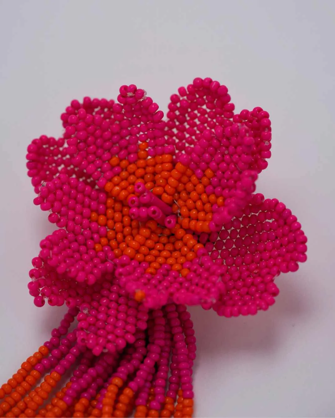 Fuchsia Flower Tassel Earrings