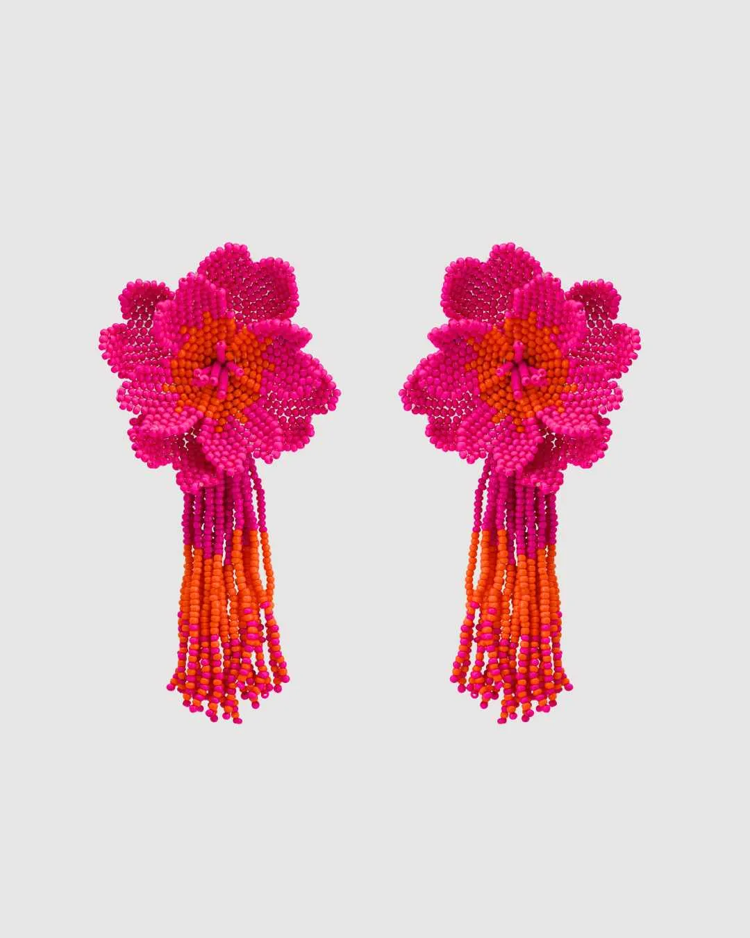 Fuchsia Flower Tassel Earrings