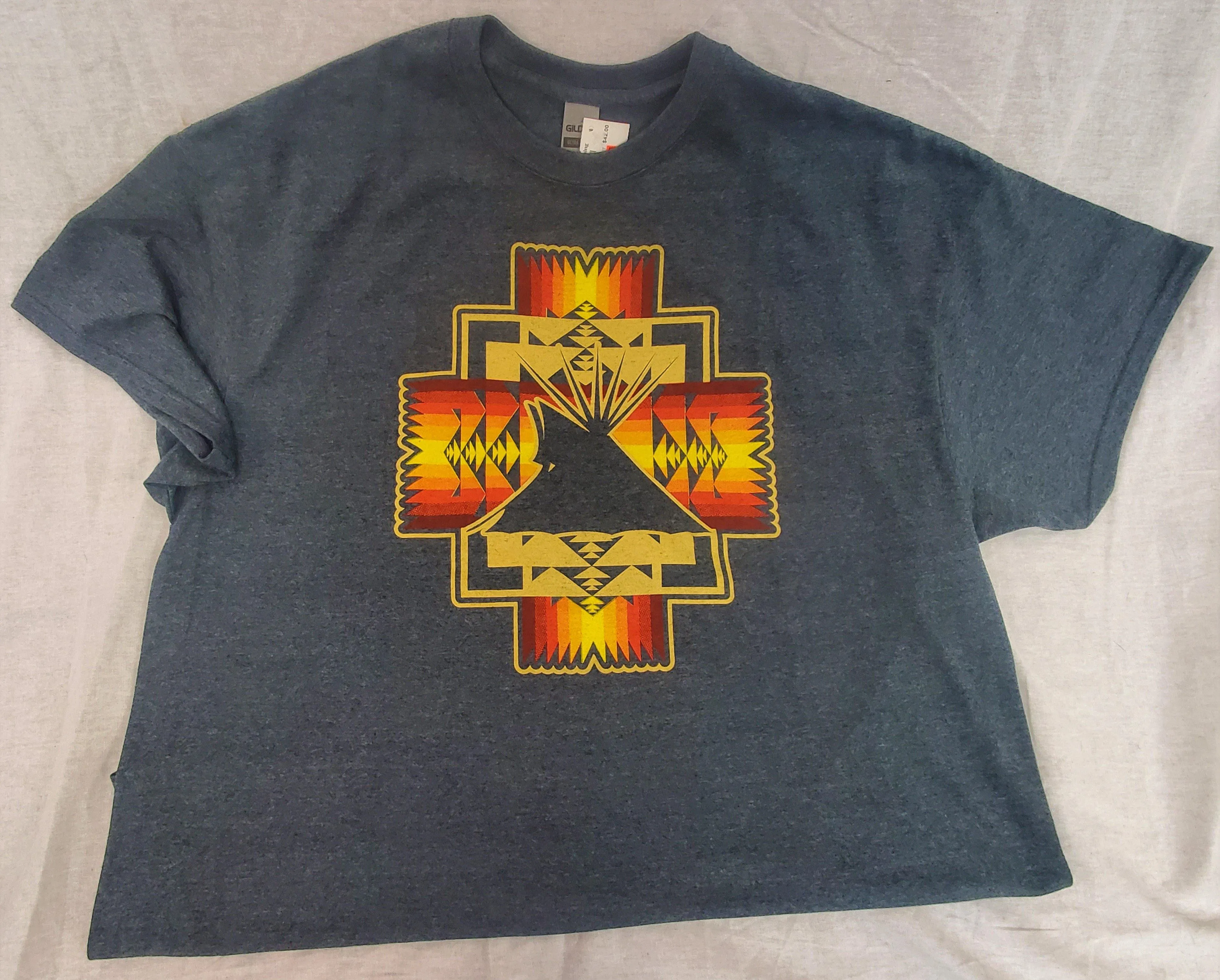 Geometric Tepee Tee, Dark Heather
