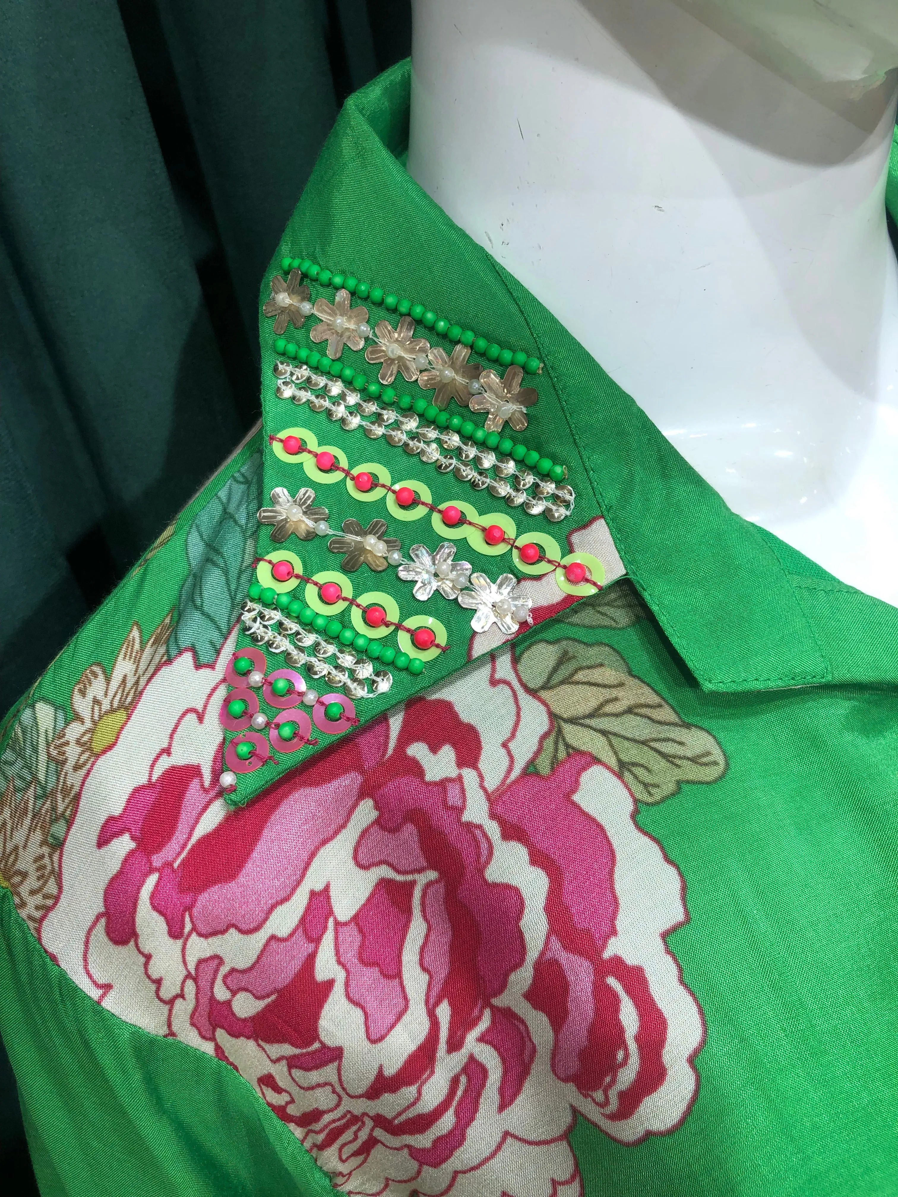 Green Silk Co ord Set With sequins And Cutdana Work