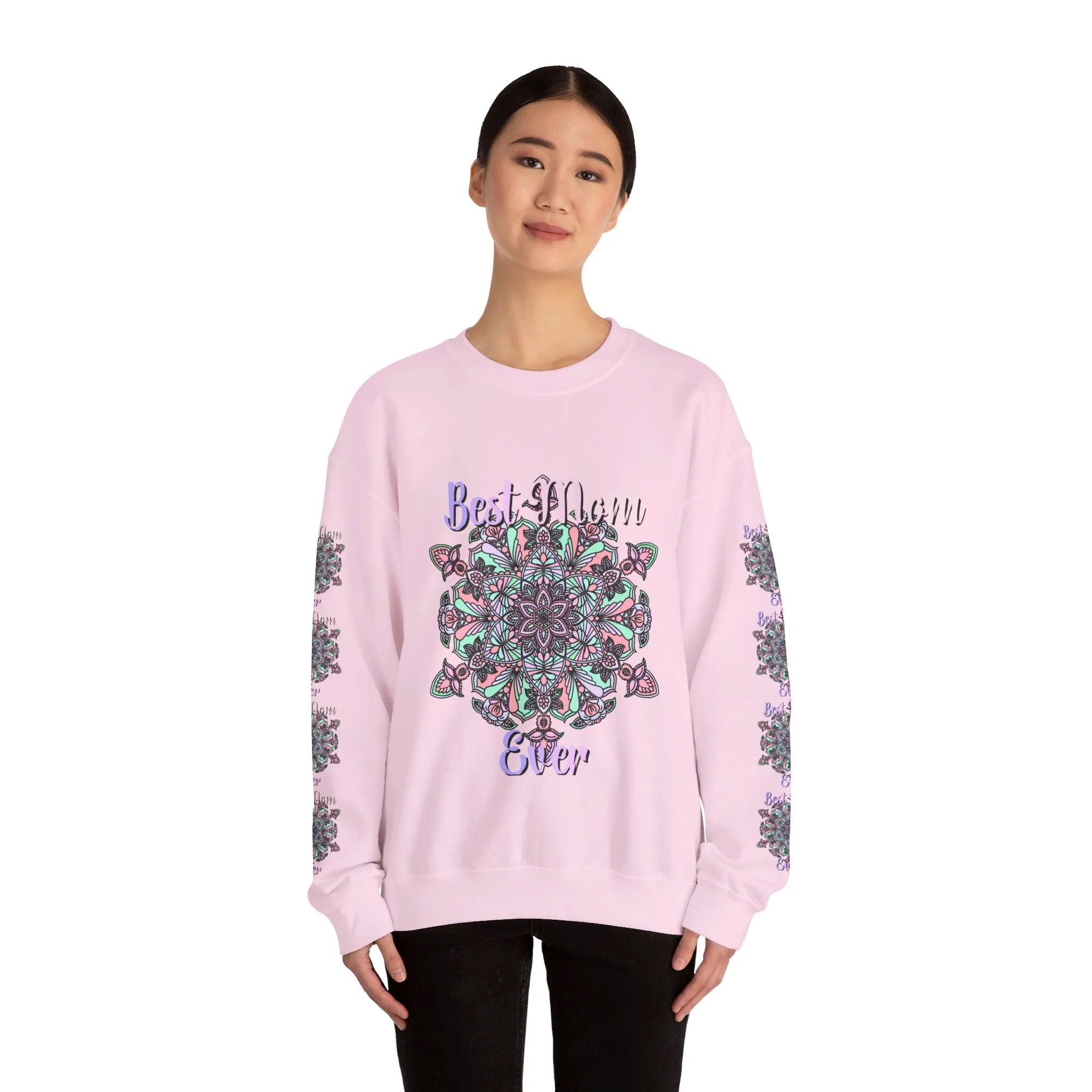 Handmade Mandala Design Sweatshirt - Best Mom Ever