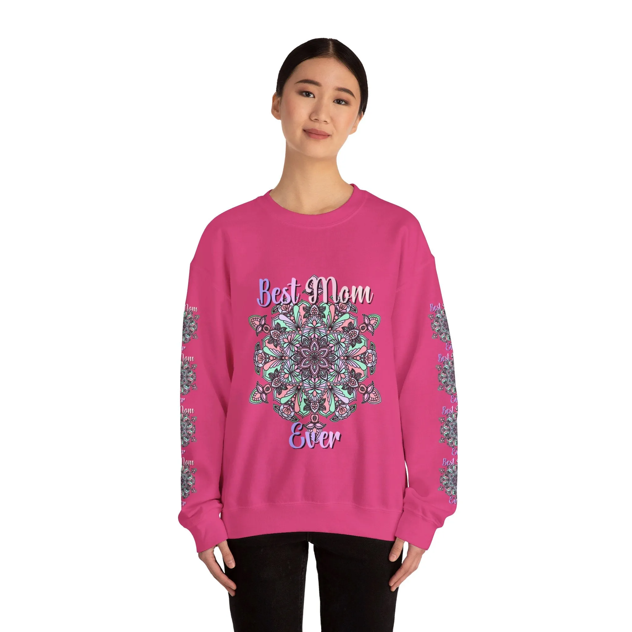 Handmade Mandala Design Sweatshirt - Best Mom Ever