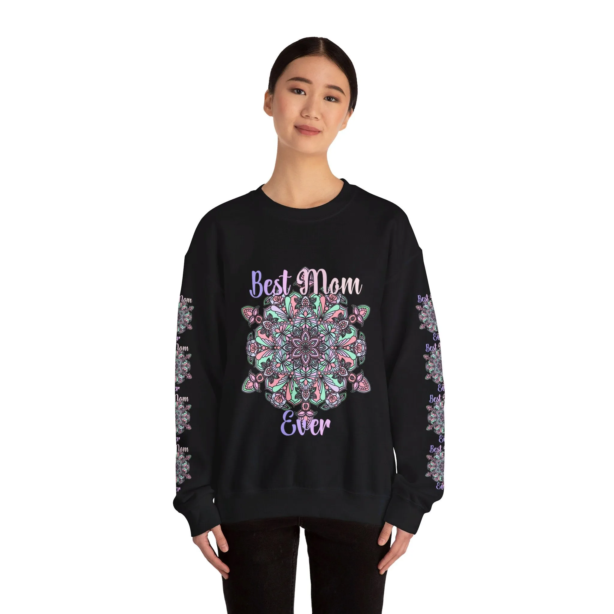 Handmade Mandala Design Sweatshirt - Best Mom Ever