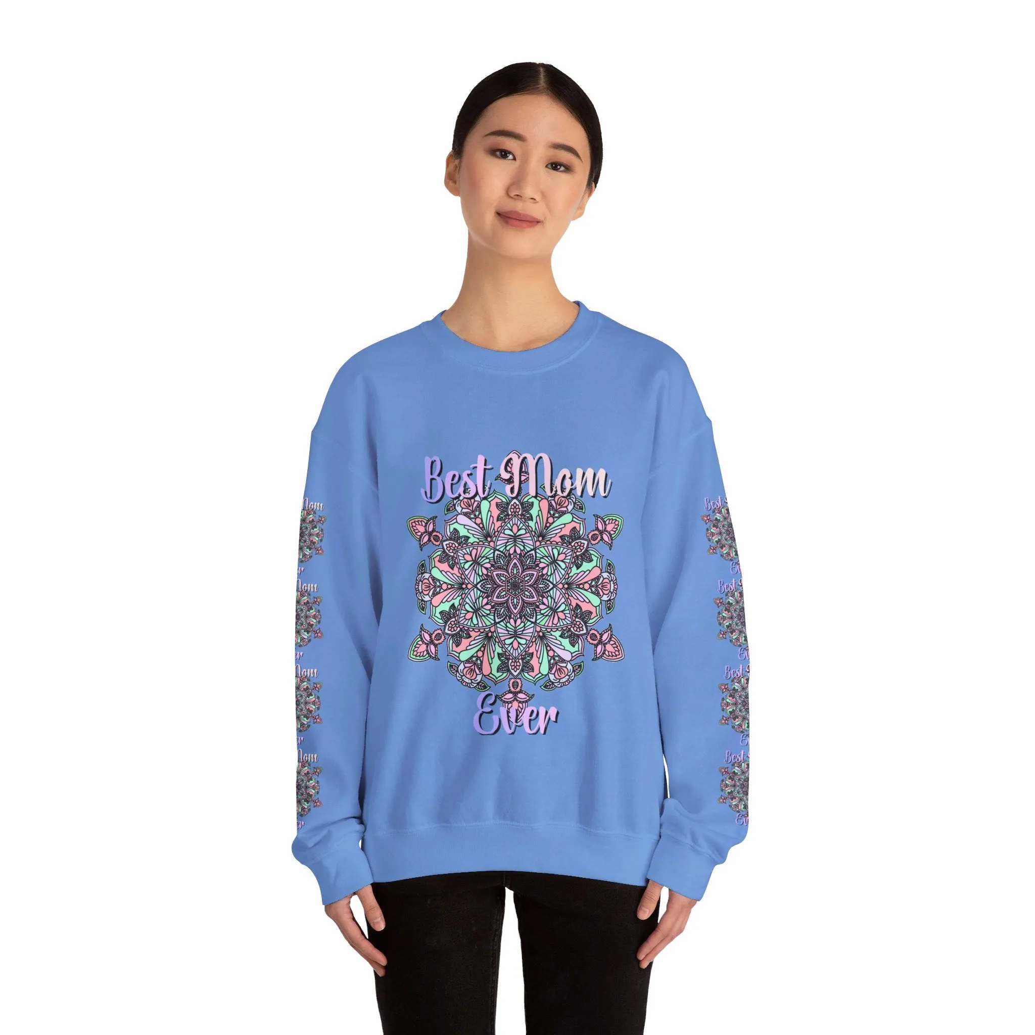 Handmade Mandala Design Sweatshirt - Best Mom Ever