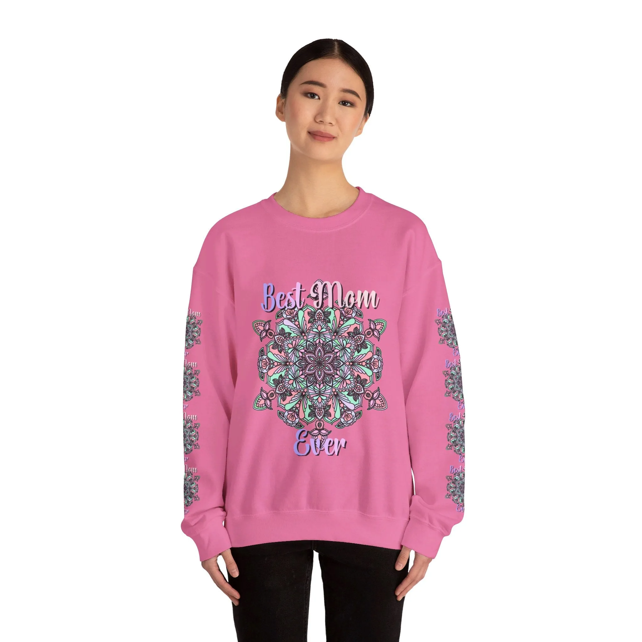 Handmade Mandala Design Sweatshirt - Best Mom Ever