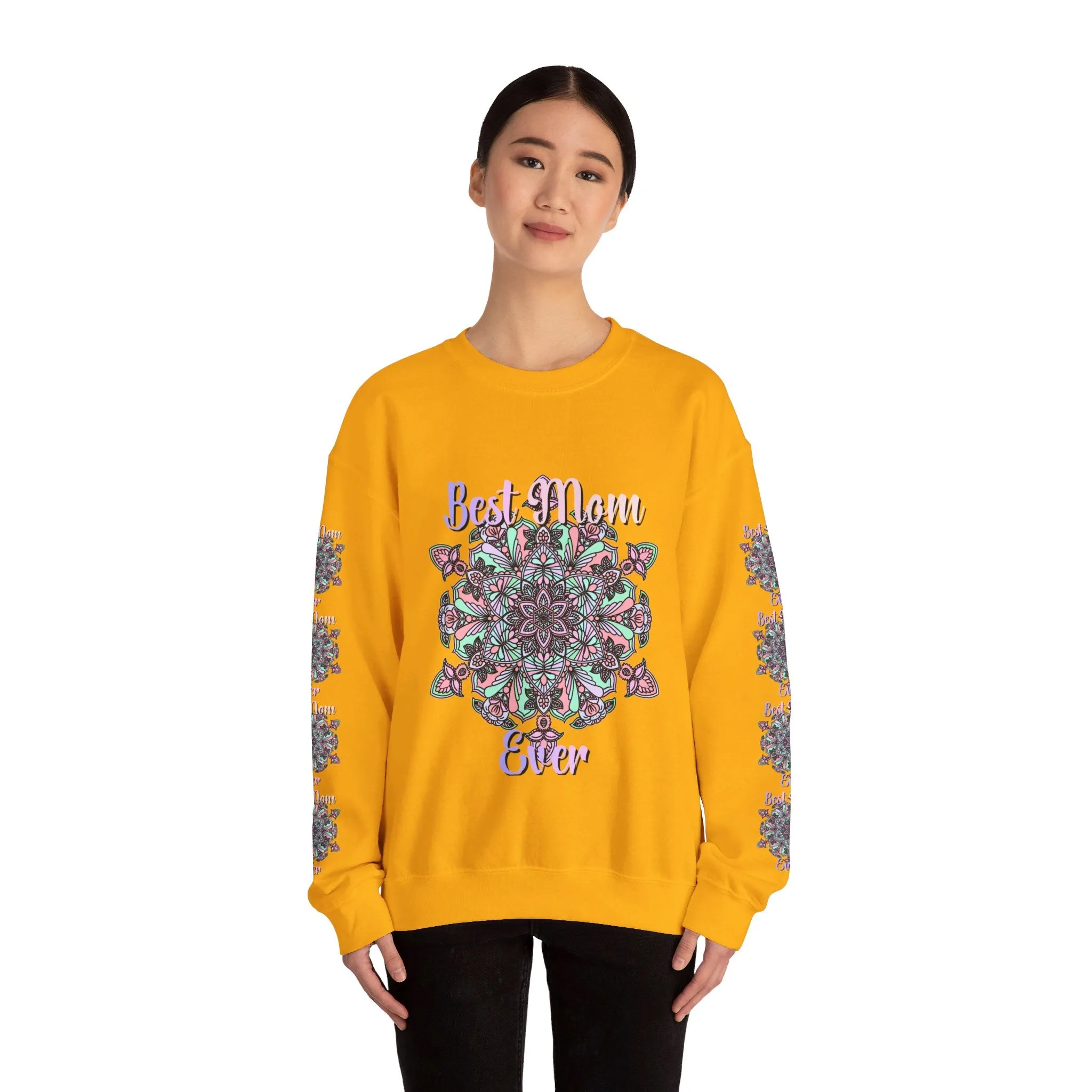 Handmade Mandala Design Sweatshirt - Best Mom Ever