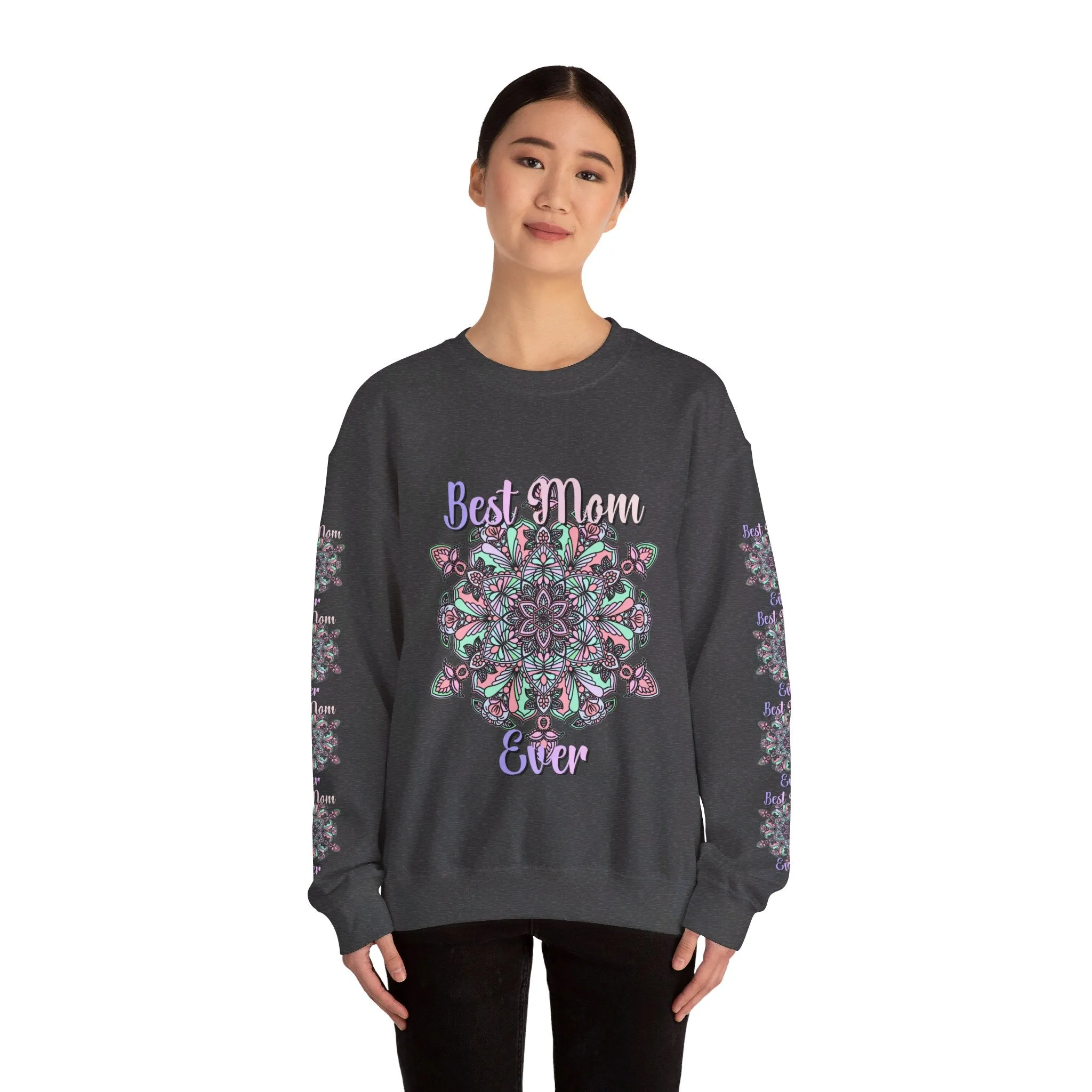 Handmade Mandala Design Sweatshirt - Best Mom Ever
