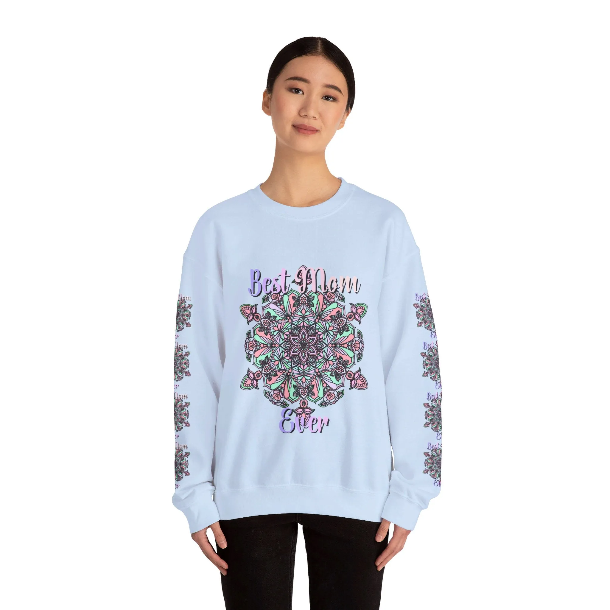 Handmade Mandala Design Sweatshirt - Best Mom Ever