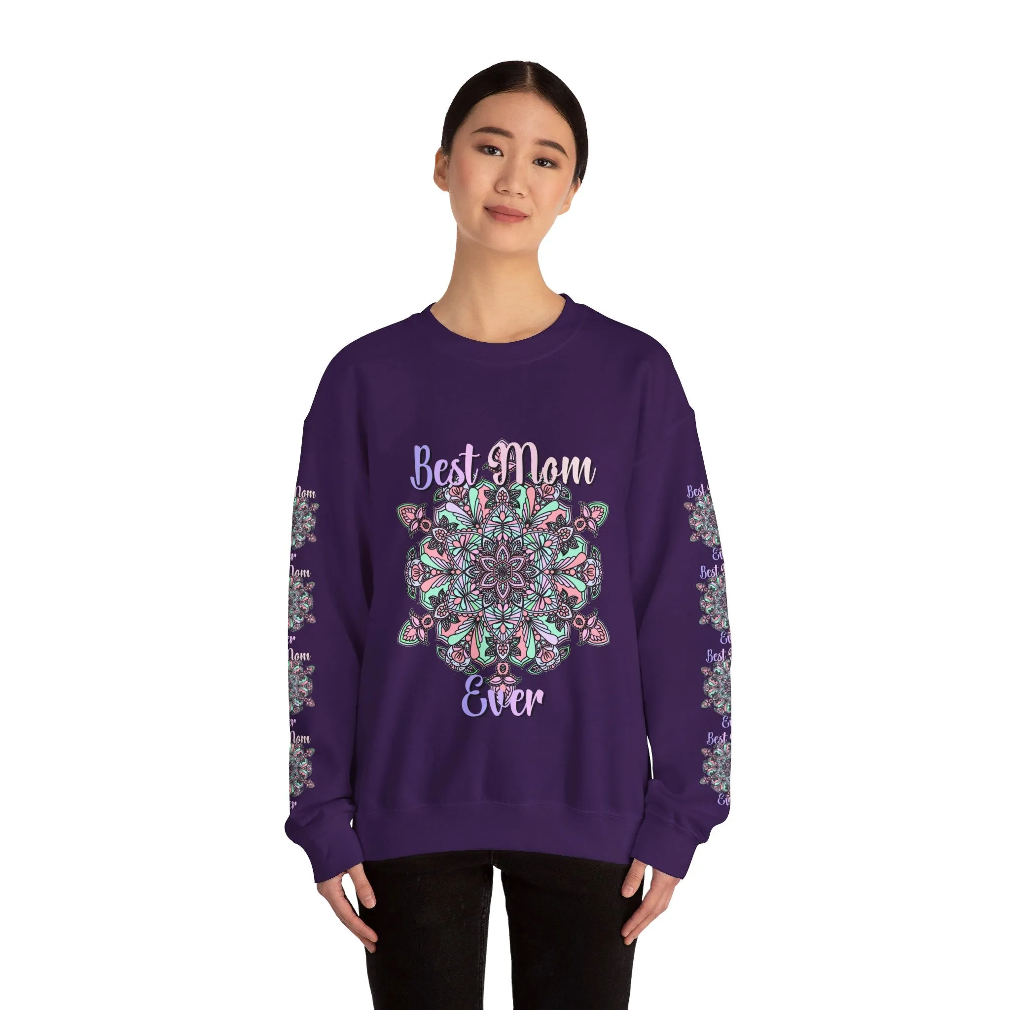 Handmade Mandala Design Sweatshirt - Best Mom Ever