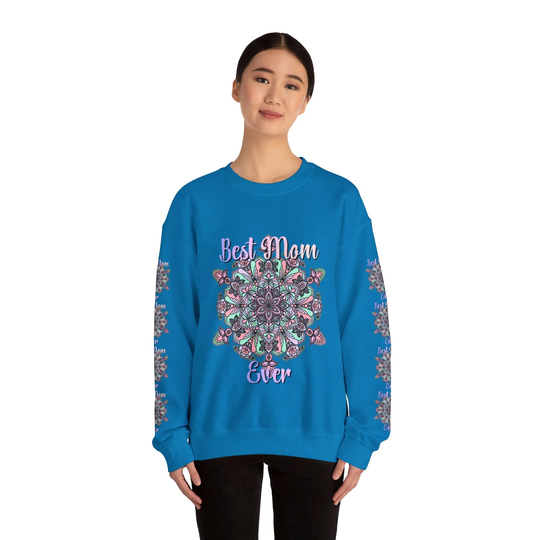 Handmade Mandala Design Sweatshirt - Best Mom Ever