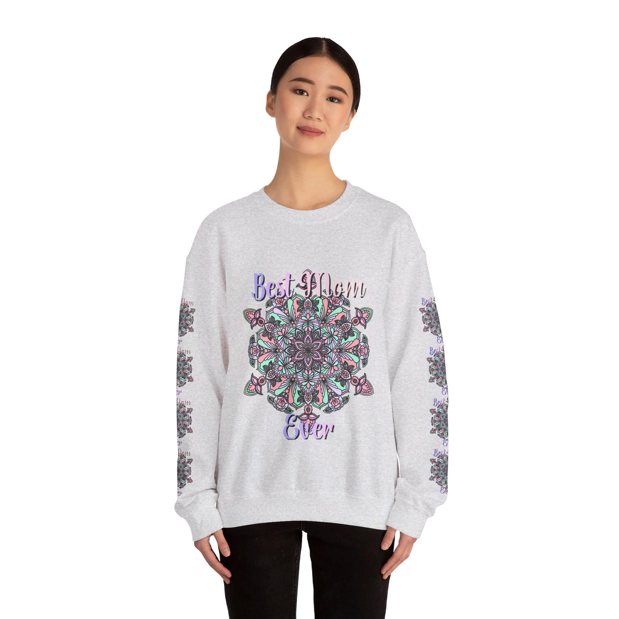 Handmade Mandala Design Sweatshirt - Best Mom Ever