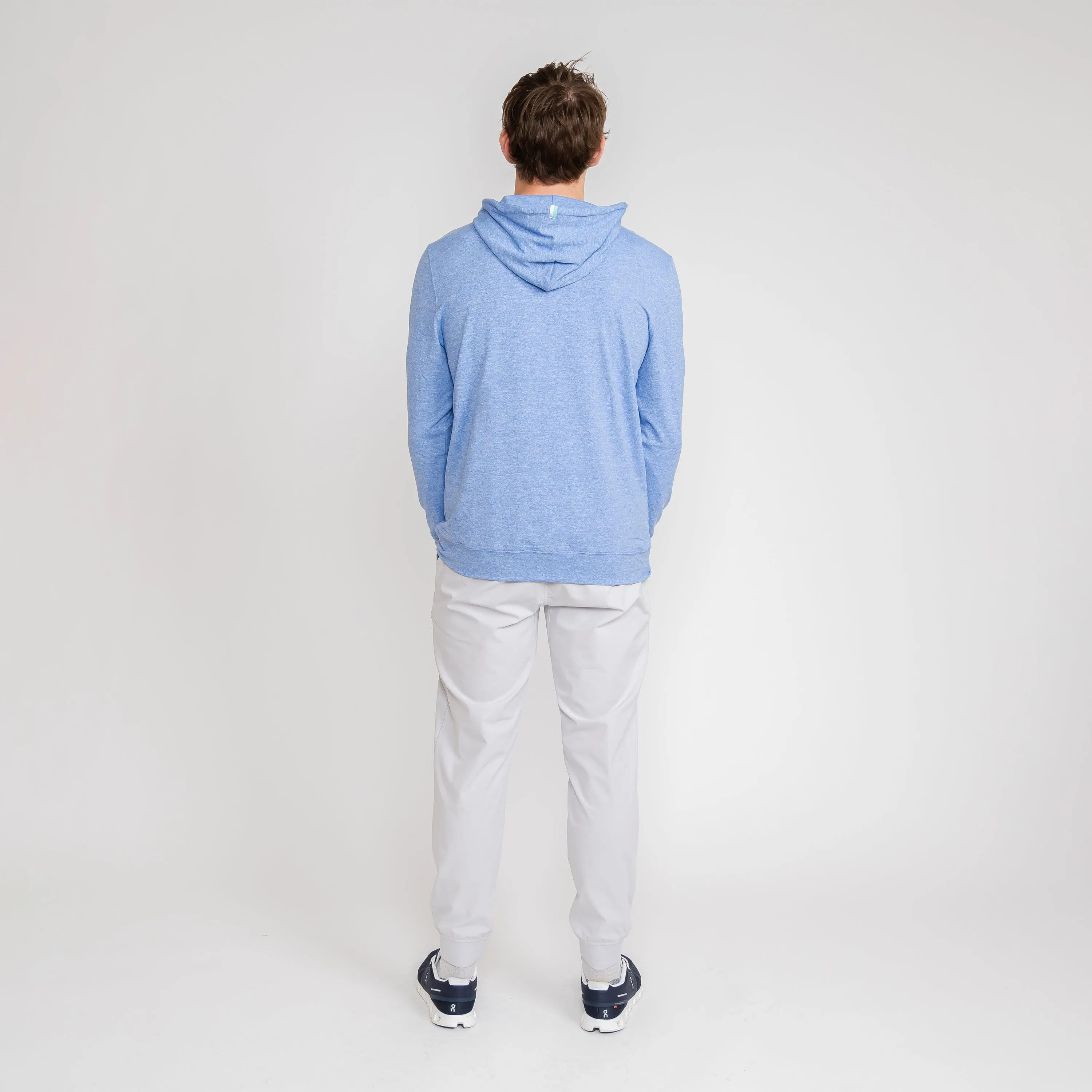 Hesi Performance Hoodie | Heather - Bunker Blue/White - Mint Green