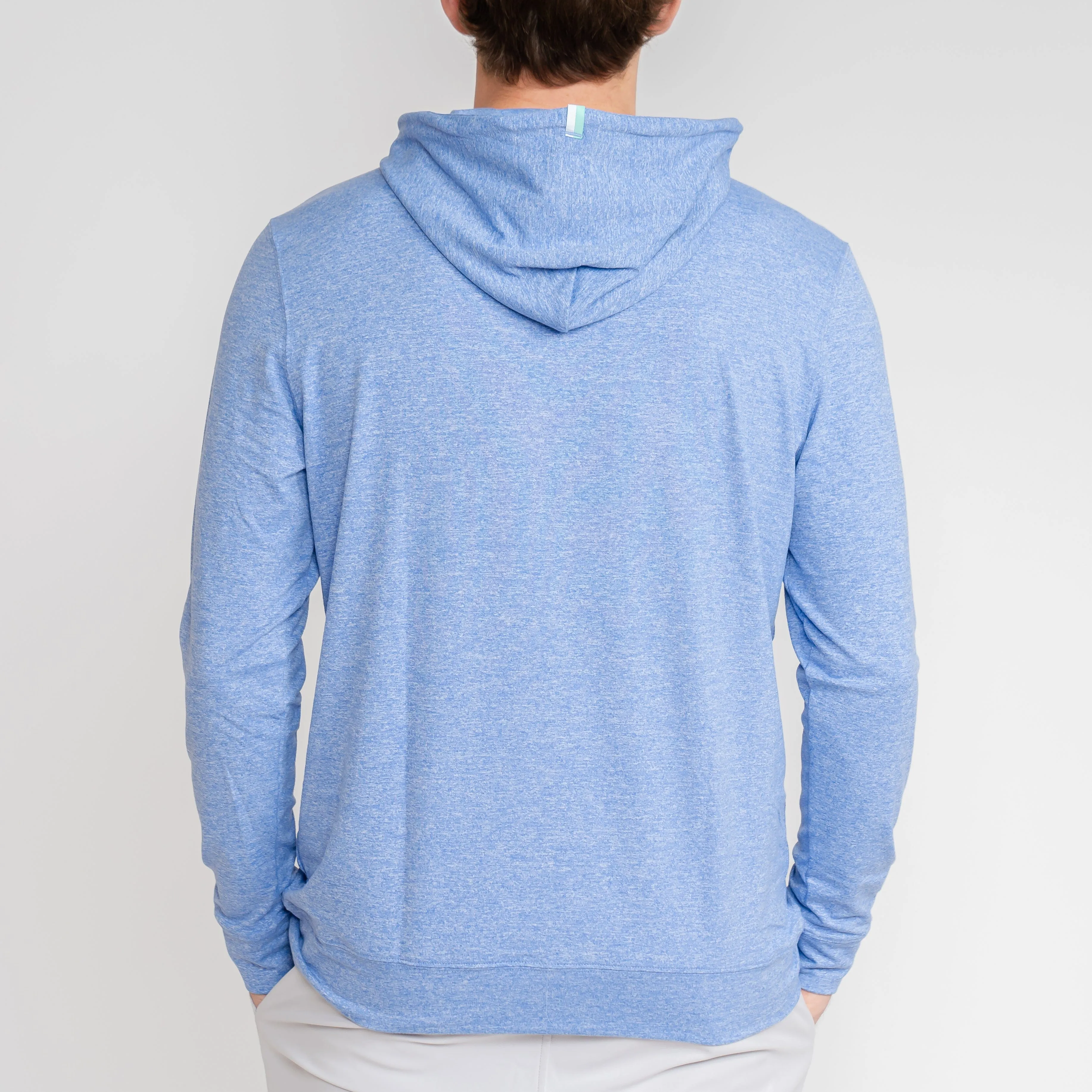 Hesi Performance Hoodie | Heather - Bunker Blue/White - Mint Green
