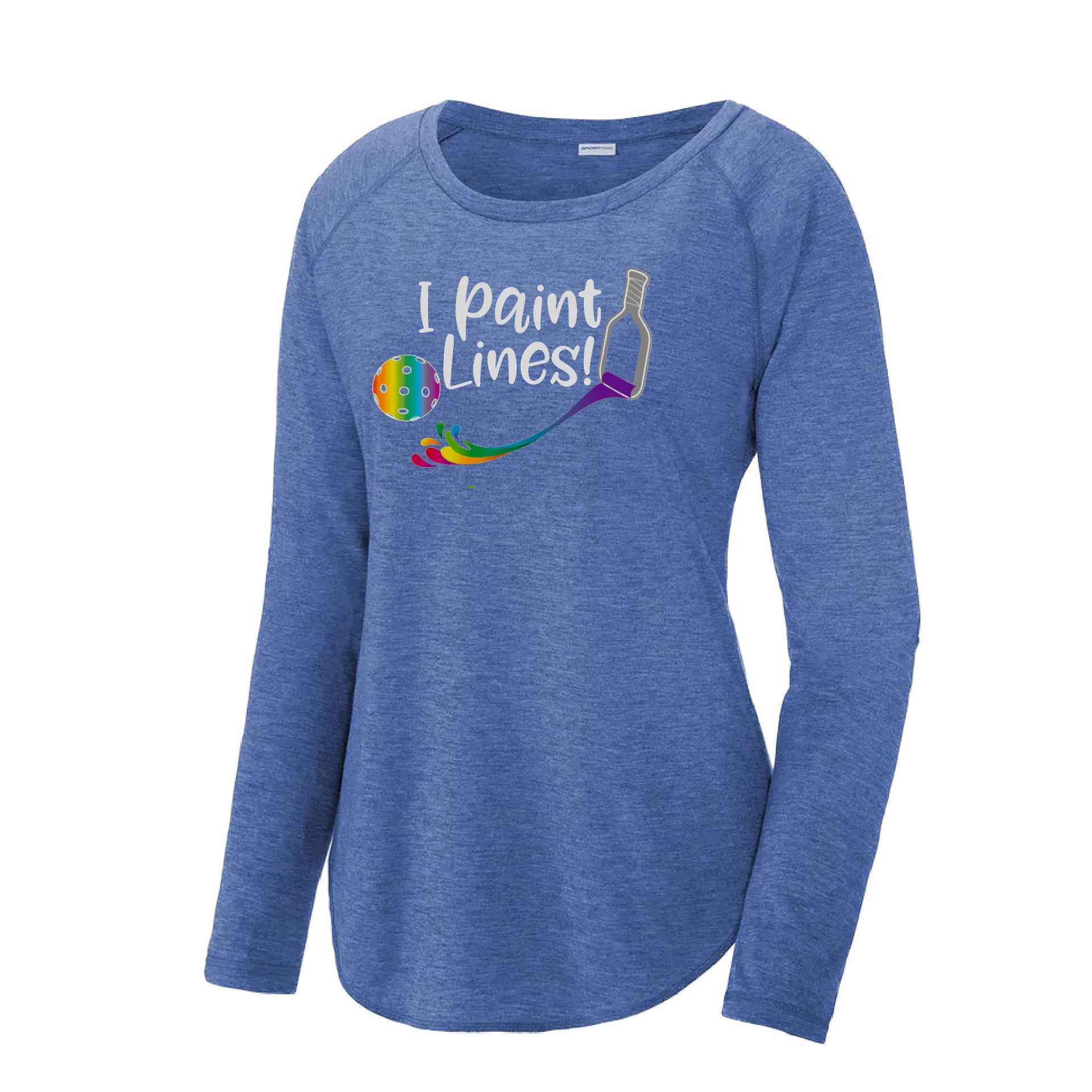 I Paint Pickleball Lines | Women's Long Sleeve Scoop Neck Pickleball Shirts | 75/13/12 poly/cotton/rayon