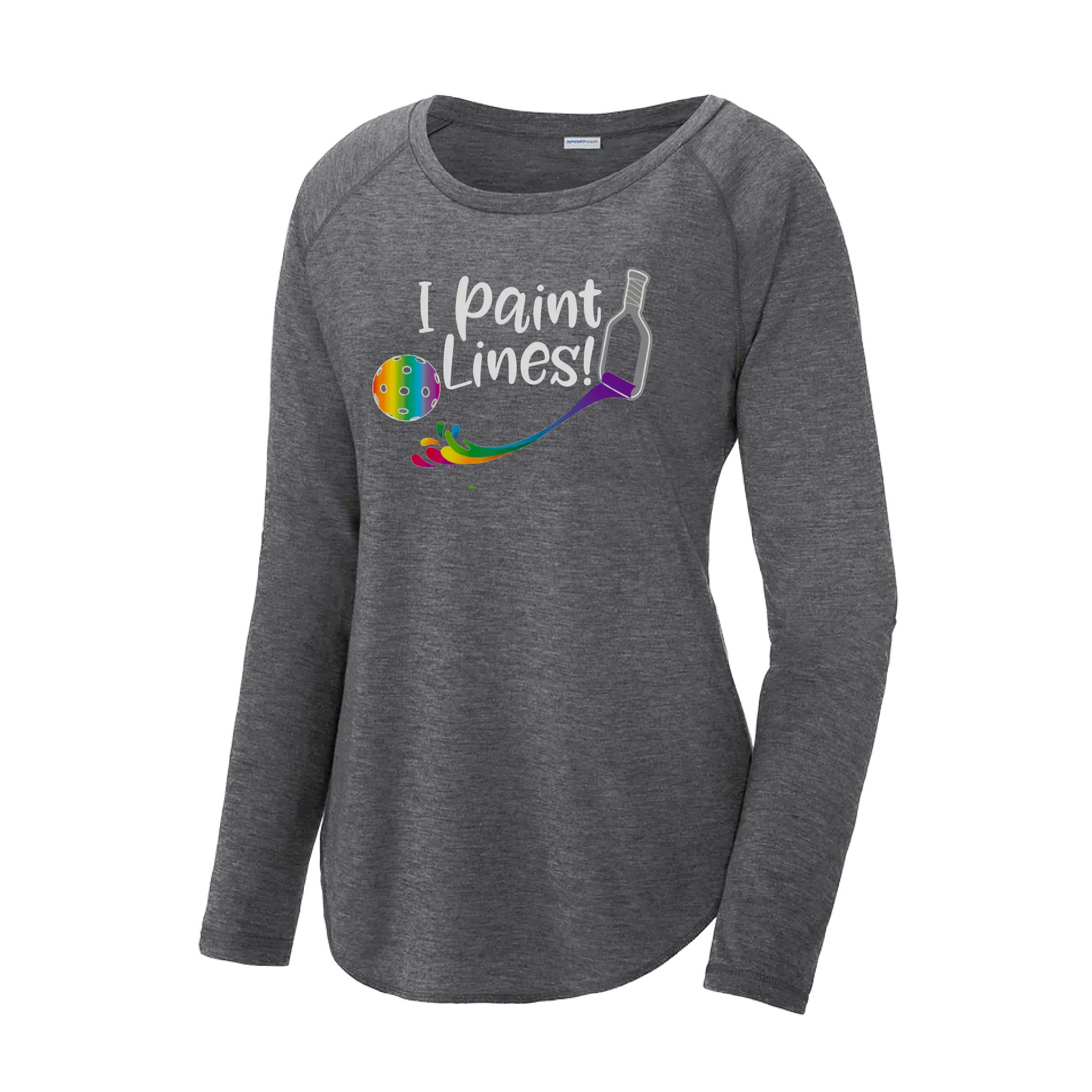 I Paint Pickleball Lines | Women's Long Sleeve Scoop Neck Pickleball Shirts | 75/13/12 poly/cotton/rayon