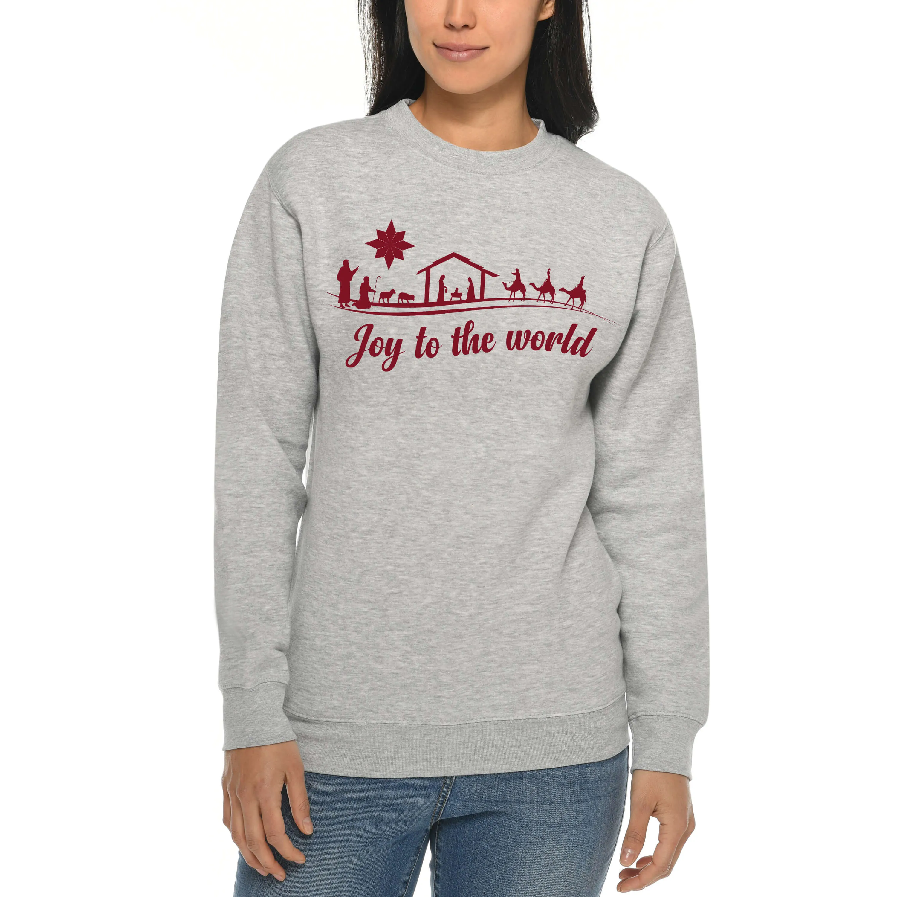 Joy To The World Nativity Scene Crewneck Unisex Sweatshirt