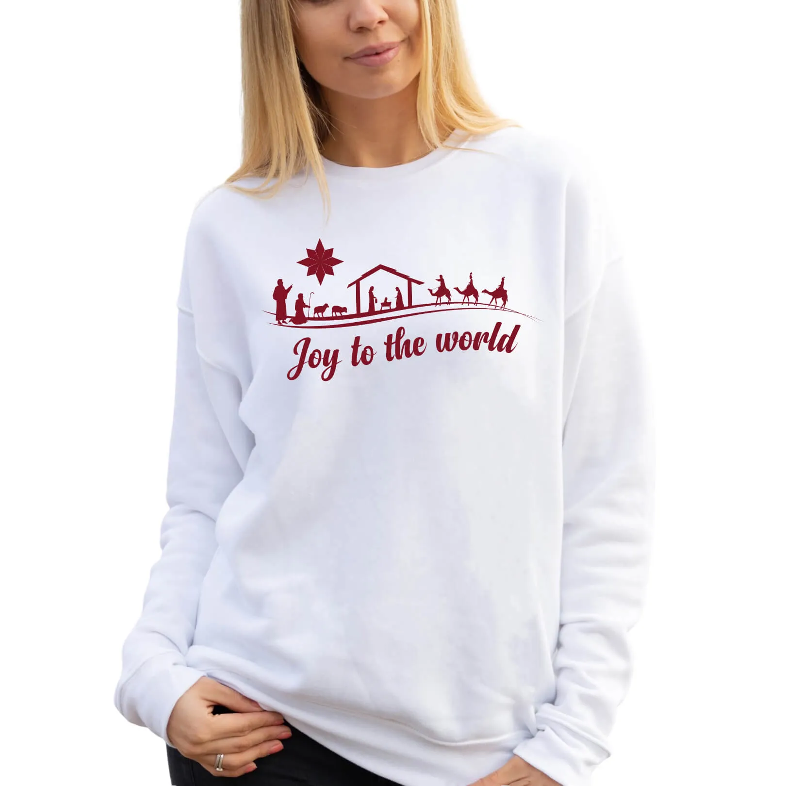 Joy To The World Nativity Scene Crewneck Unisex Sweatshirt