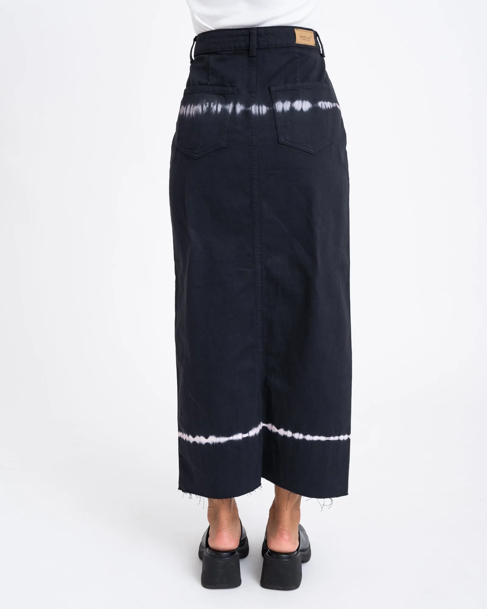 Kath Tie Die Long Skirt Black Washed