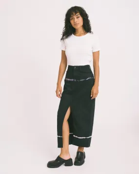 Kath Tie Die Long Skirt Black Washed