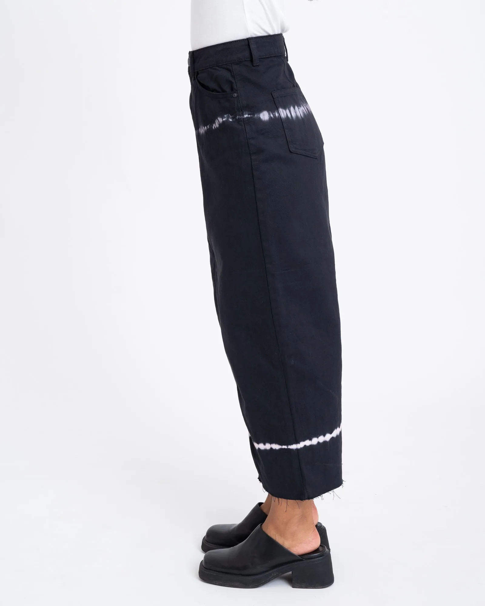 Kath Tie Die Long Skirt Black Washed