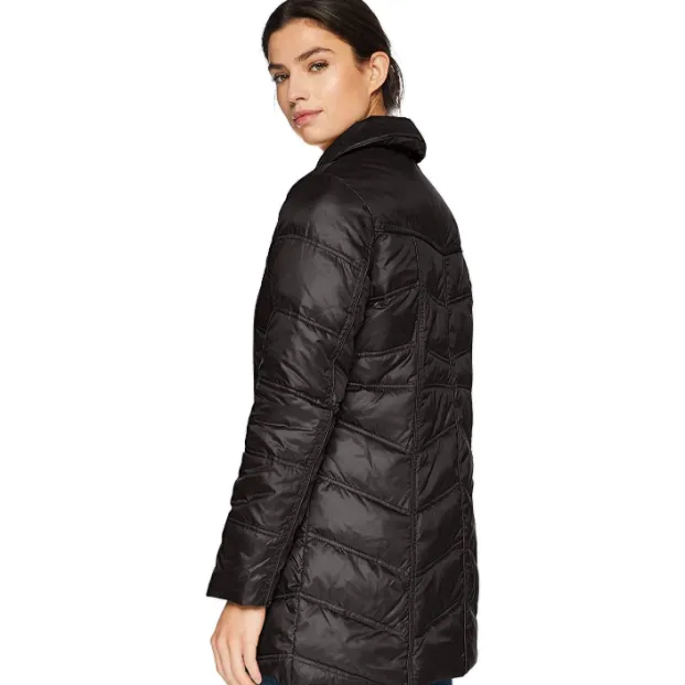 Long Down Blend Puffer Jacket with Hood Jacket Black