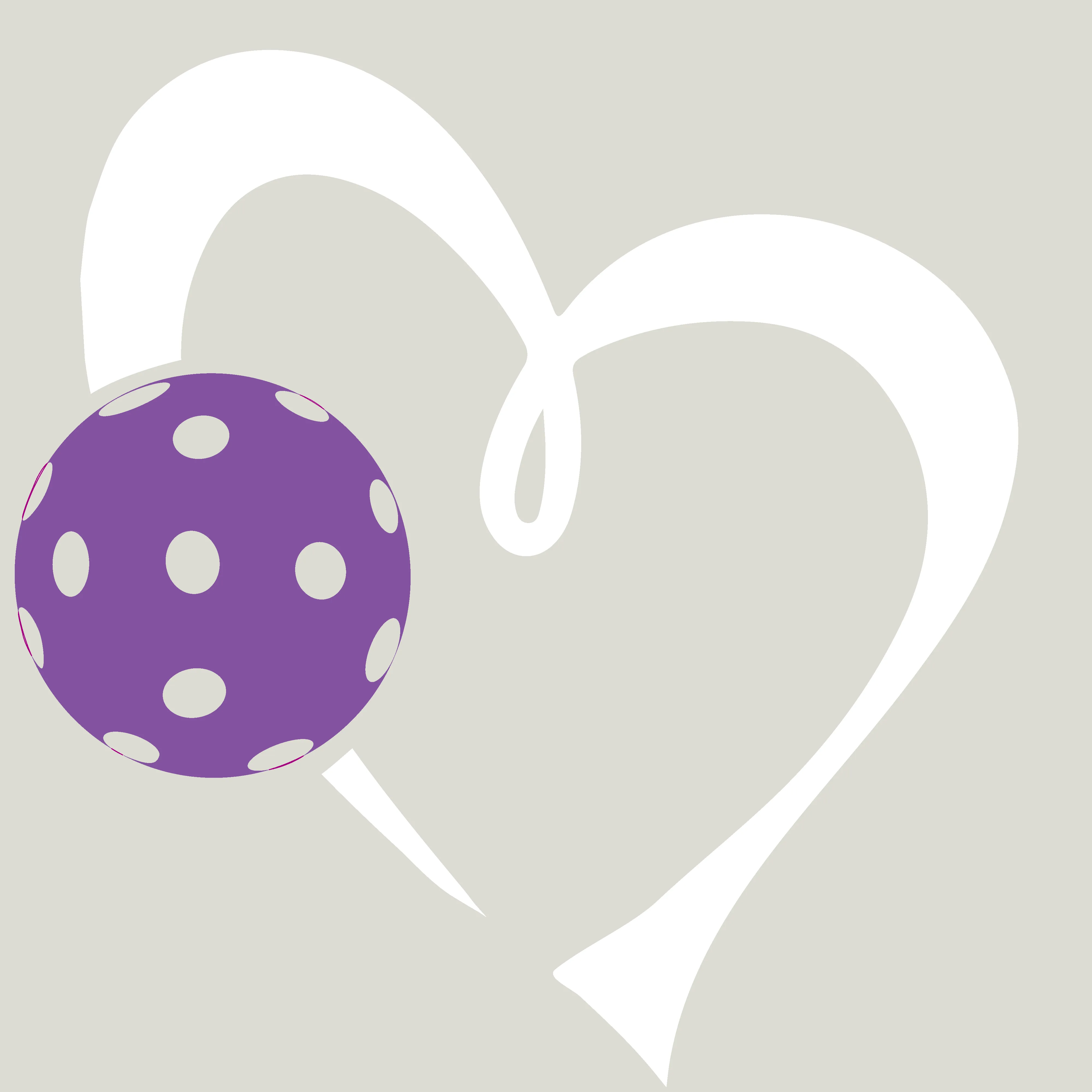 Love Pickleball Heart (Purple) | Women's Long Sleeve V-Neck Pickleball Shirts | 100% Polyester