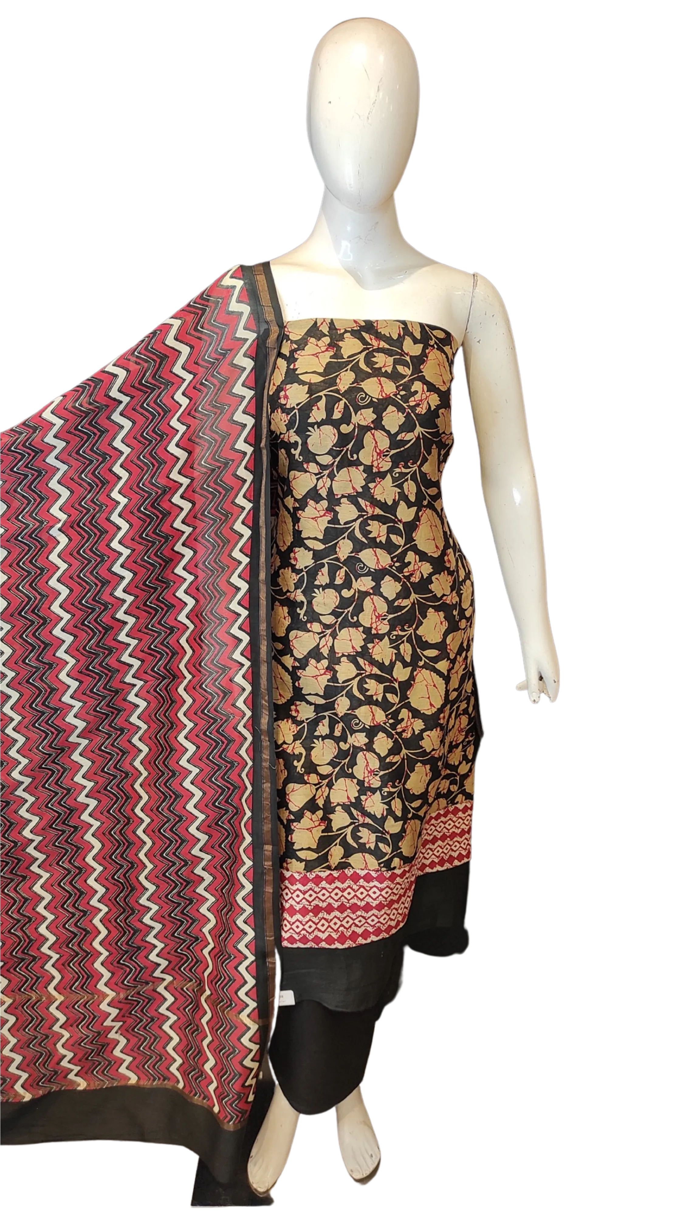 Maheshwari Silk Printed Unstitched Suit with Dupatta
