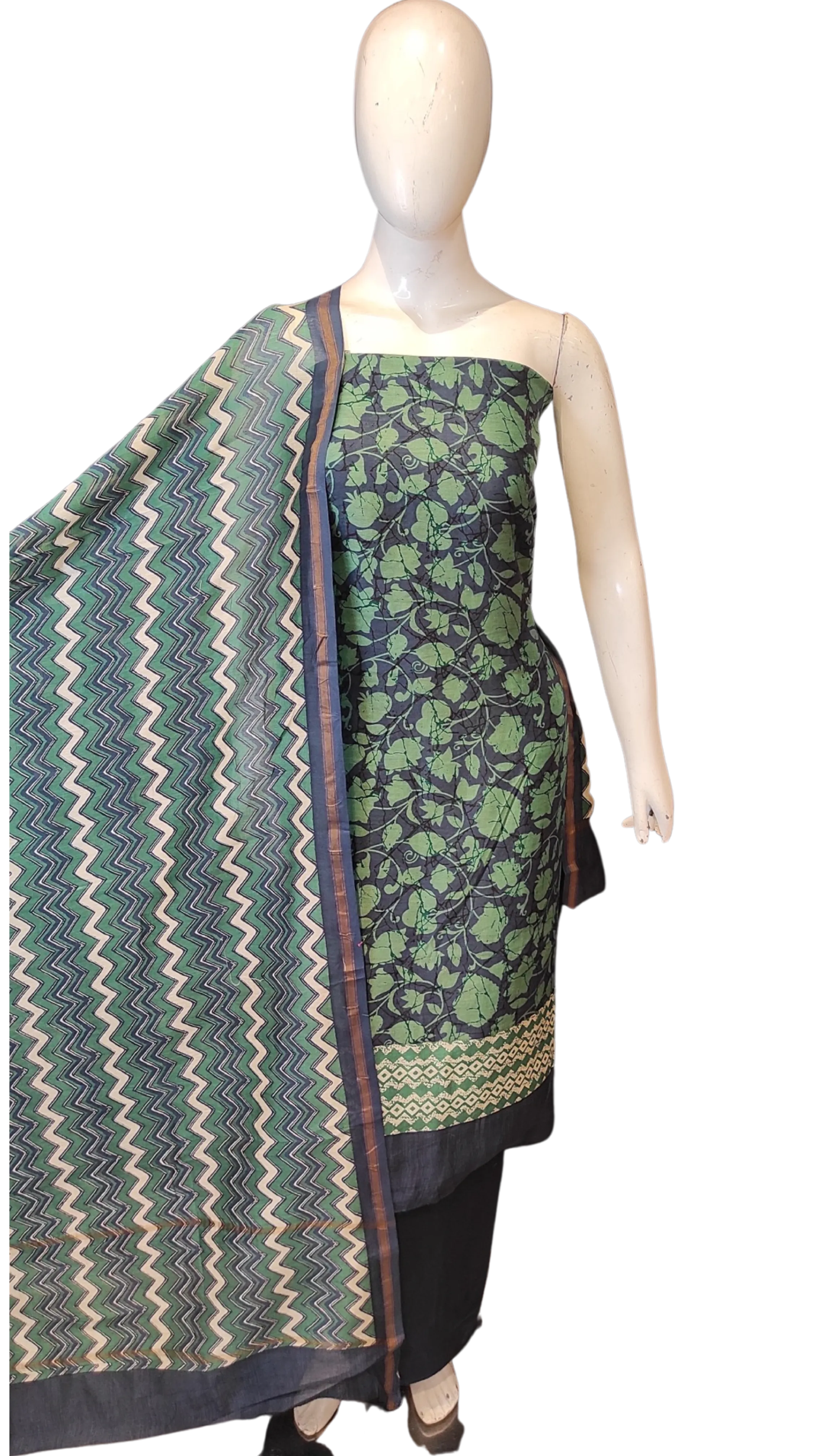 Maheshwari Silk Printed Unstitched Suit with Dupatta