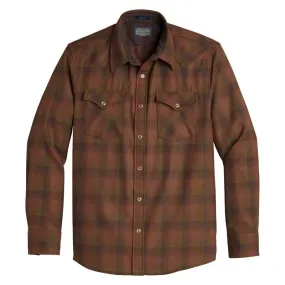 Mens Pendleton Plaid Snap-Front Western Canyon Shirt in Blue and Brown - Stylish Outdoor Apparel for Every Adventure