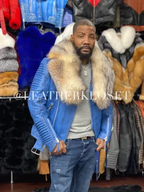 Men's Trey Biker Full Fox Fur Collar