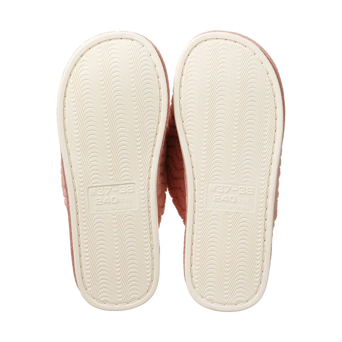 MINISO Wavy Cotton Slippers for Women(Pink,37-38)