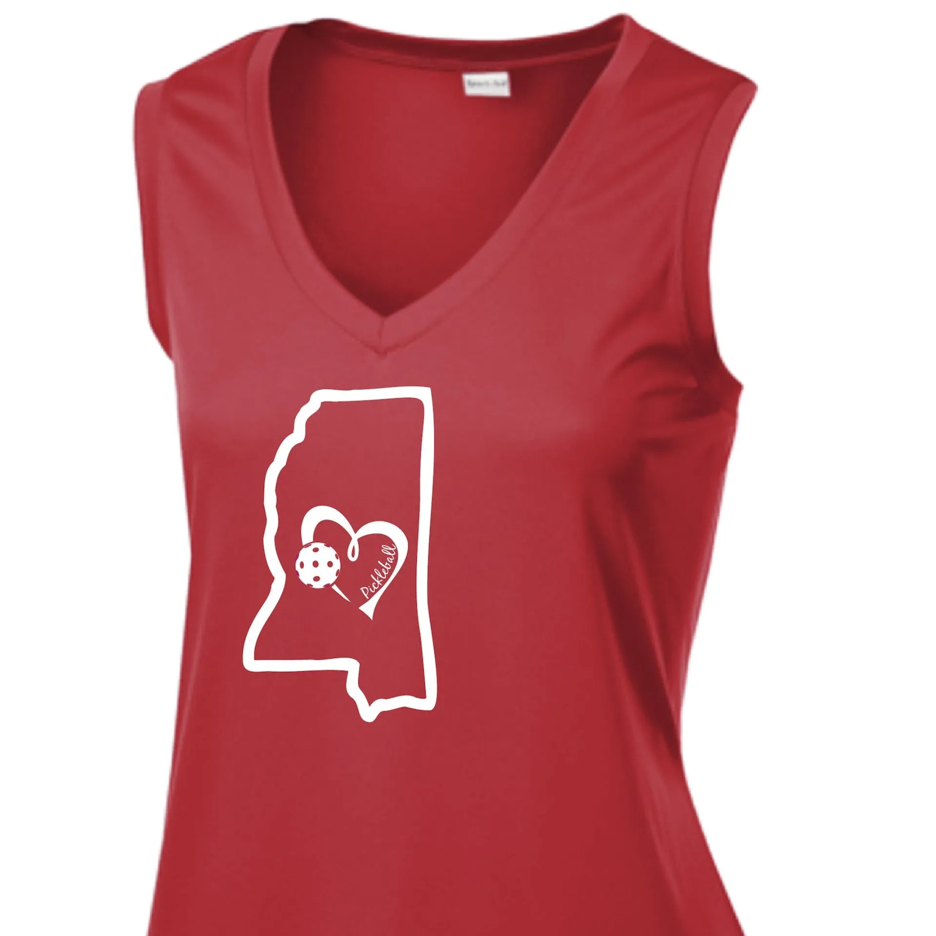Mississippi State With Pickleball Love | Women’s Sleeveless Athletic Shirt | 100% Polyester