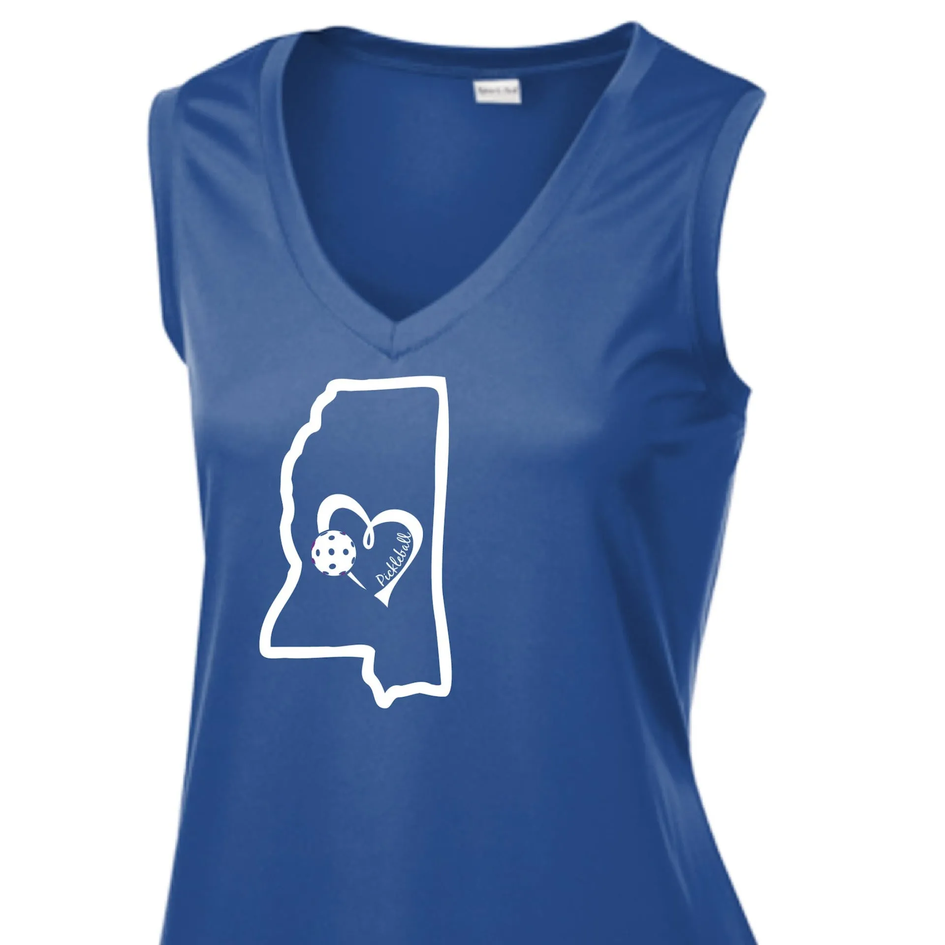 Mississippi State With Pickleball Love | Women’s Sleeveless Athletic Shirt | 100% Polyester