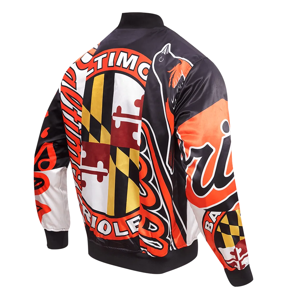 MLB BALTIMORE ORIOLES MASHUP MEN'S SATIN JACKET (WHITE)