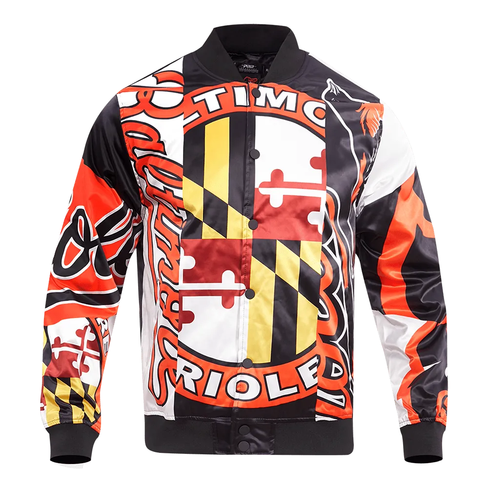 MLB BALTIMORE ORIOLES MASHUP MEN'S SATIN JACKET (WHITE)