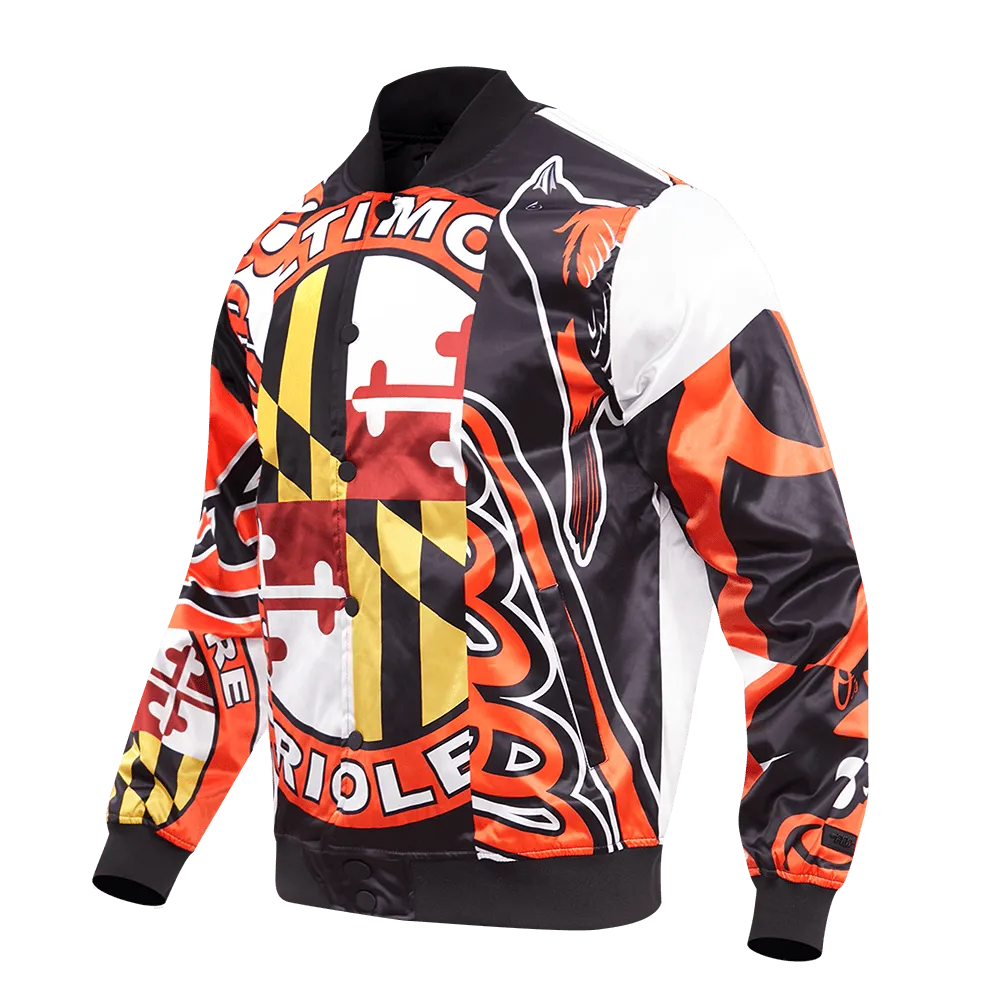 MLB BALTIMORE ORIOLES MASHUP MEN'S SATIN JACKET (WHITE)