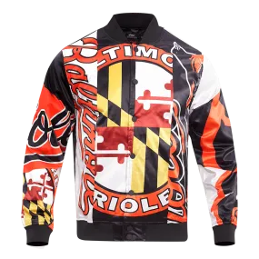 MLB BALTIMORE ORIOLES MASHUP MEN'S SATIN JACKET (WHITE)