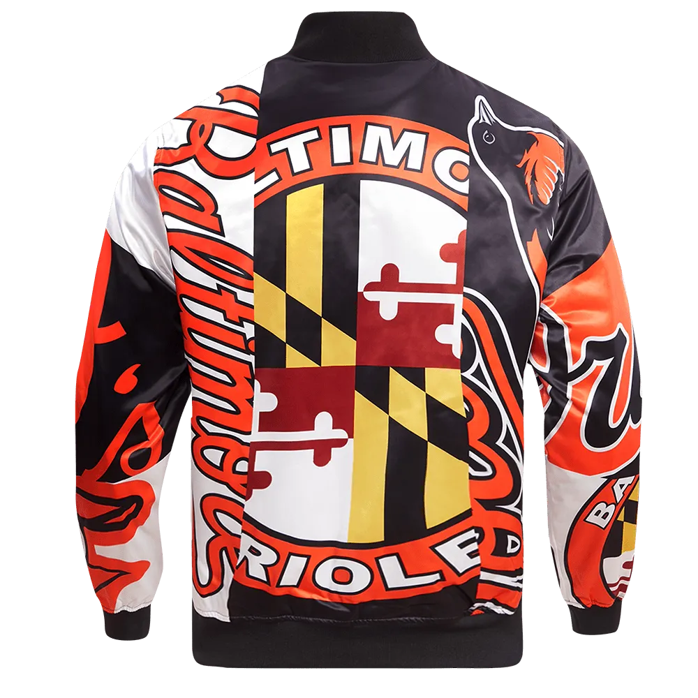 MLB BALTIMORE ORIOLES MASHUP MEN'S SATIN JACKET (WHITE)